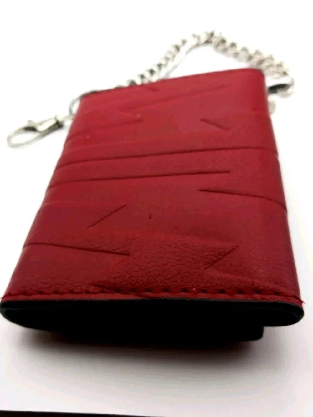 The Flash Red Faux Leather Tri Fold Logo Wallet With Chain -DC Comics